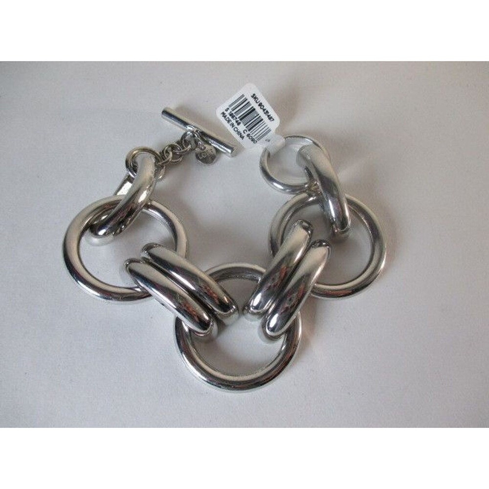 Ann Taylor LOFT Chunky Silver Ring Double Link Toggle Bracelet NWT $34.50